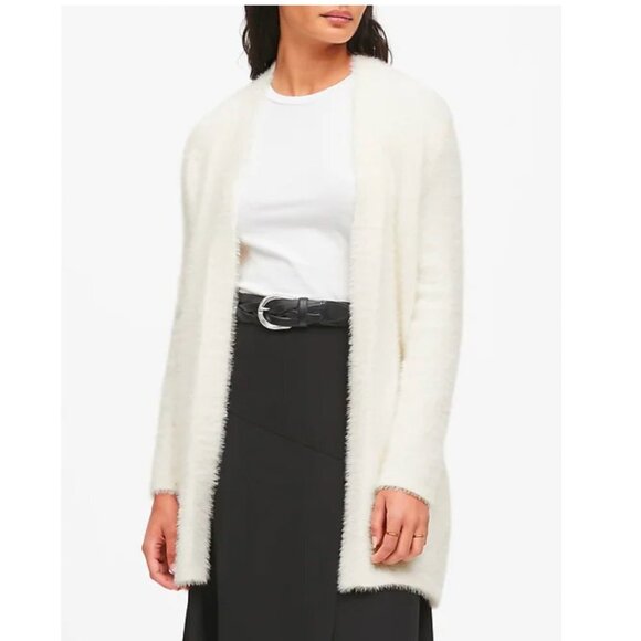 NWT Banana Republic Ivory White Fuzzy Long Cardigan Sweater Sz XXL - Picture 3 of 7